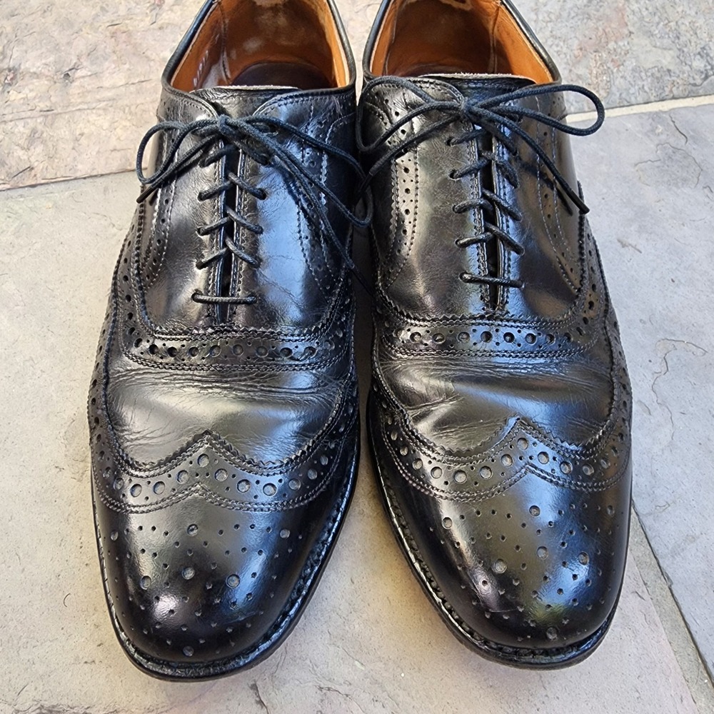 Allen Edmonds Fairhaven Mens Wingtip Black Leather Shoes Sz 7.5 D - Preppy Ivy